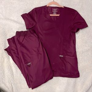 Wine Cherokee Workwear Scrub Set